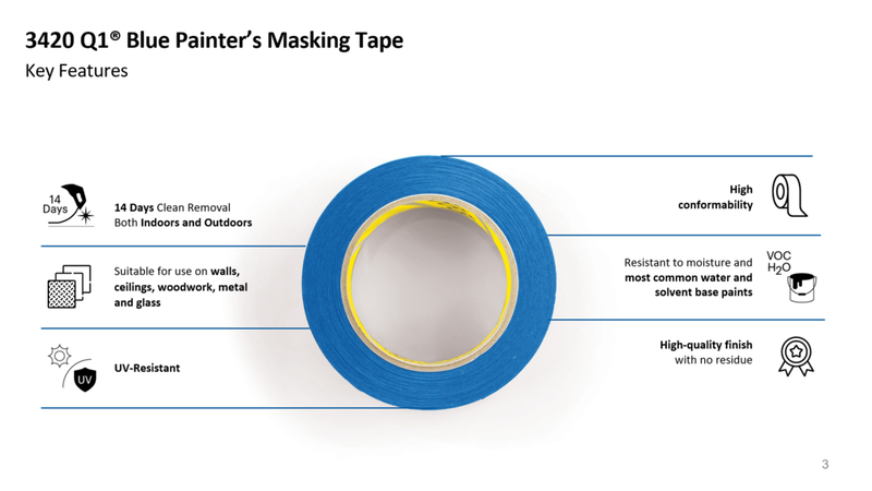 Q1 Blue Painters Masking Tape 25mm x 50m
