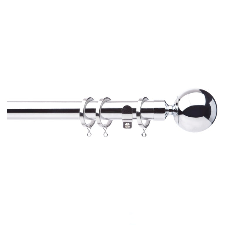 Jones Interiors Cosmos 28mm Metal Curtain Pole Kit Chrome 180cm