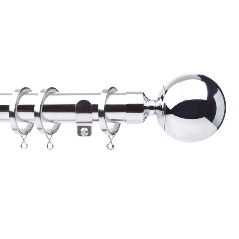 Jones Interiors Cosmos 28mm Metal Curtain Pole Kit Chrome 180cm