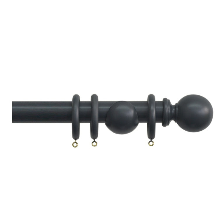 Jones Interiors Shore 35mm Wood Curtain Pole Kit Charcoal 300cm