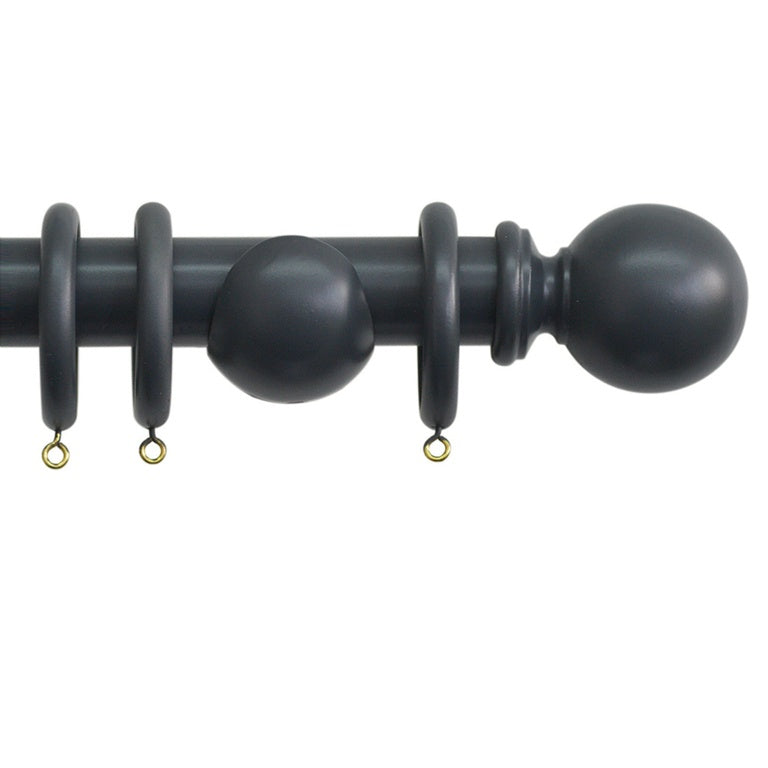 Jones Interiors Shore 35mm Wood Curtain Pole Kit Charcoal 300cm