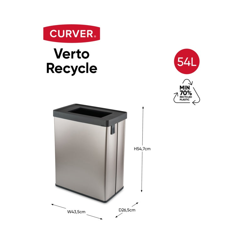 Curver Verto Recycle Bin Metallic Grey 54L