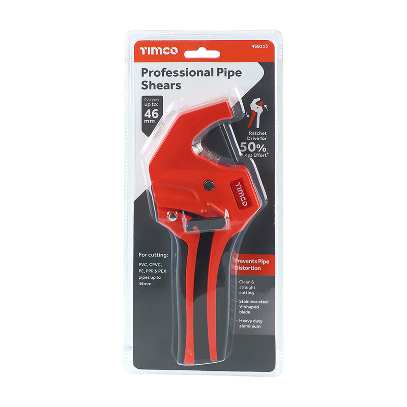 TIMCO Plastic Pipe Shears Professional Ratcheting PVC Tube Cutters