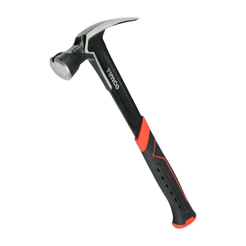 TIMCO Professional Claw Hammer, Straight XL Claw Hammer with Vibration Control and Magnetic Nail Starter