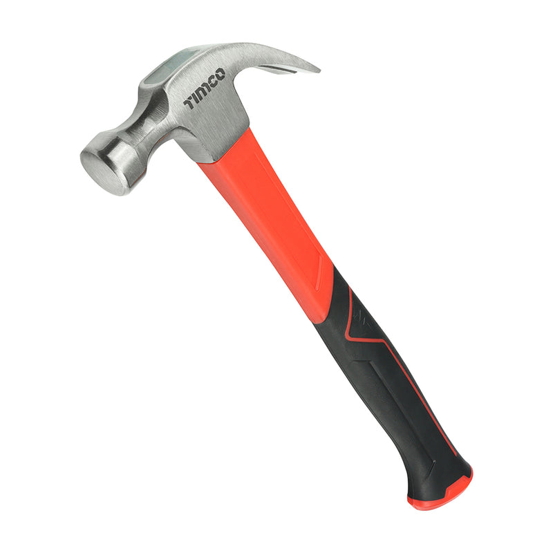 TIMCO Fibreglass Claw Hammer, Curved Single Piece High Strength Anti-Shock Smooth Face Hammer