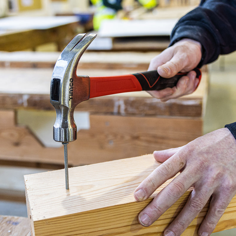 TIMCO Fibreglass Claw Hammer, Curved Single Piece High Strength Anti-Shock Smooth Face Hammer