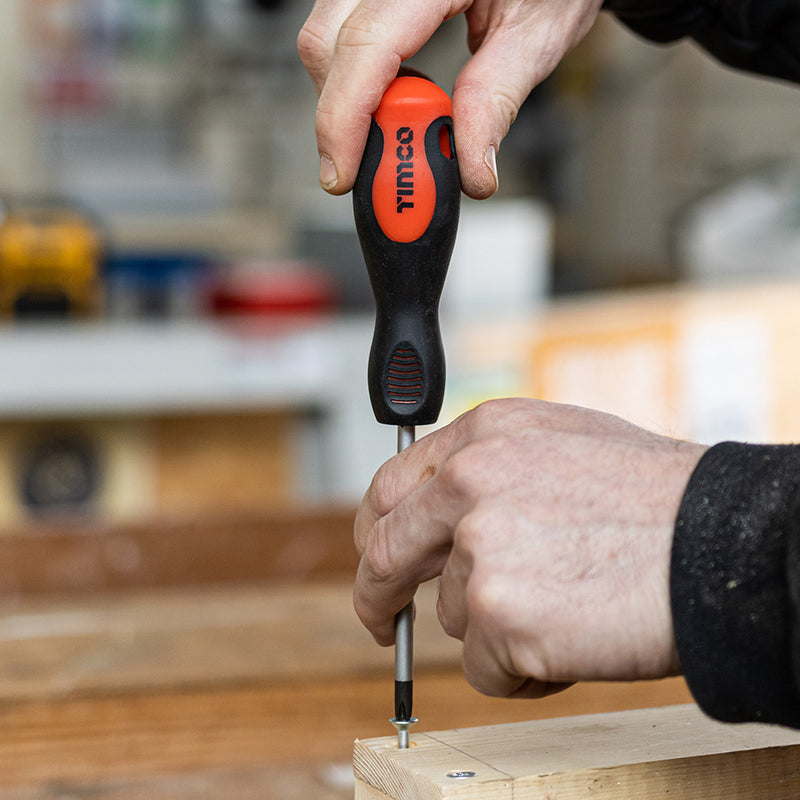 TIMCO Screwdriver Set, Slotted and Phillips Screwdrivers with Magnetic Tips, Ergonomic Anti-Slip Handles — Box