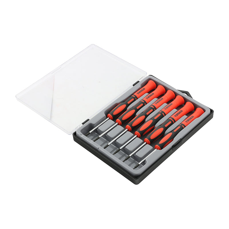 TIMCO Precision Screwdriver Set, Slotted and Phillips Screwdrivers with Magnetic Tips, Ergonomic Anti-Slip Handle