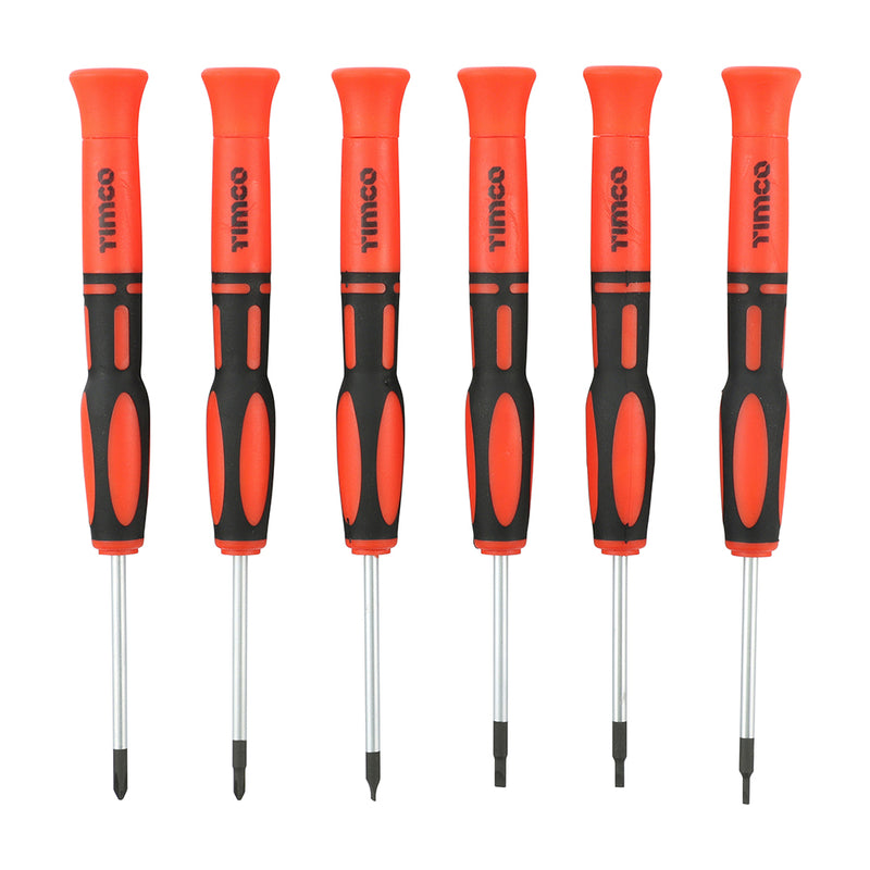 TIMCO Precision Screwdriver Set, Slotted and Phillips Screwdrivers with Magnetic Tips, Ergonomic Anti-Slip Handle