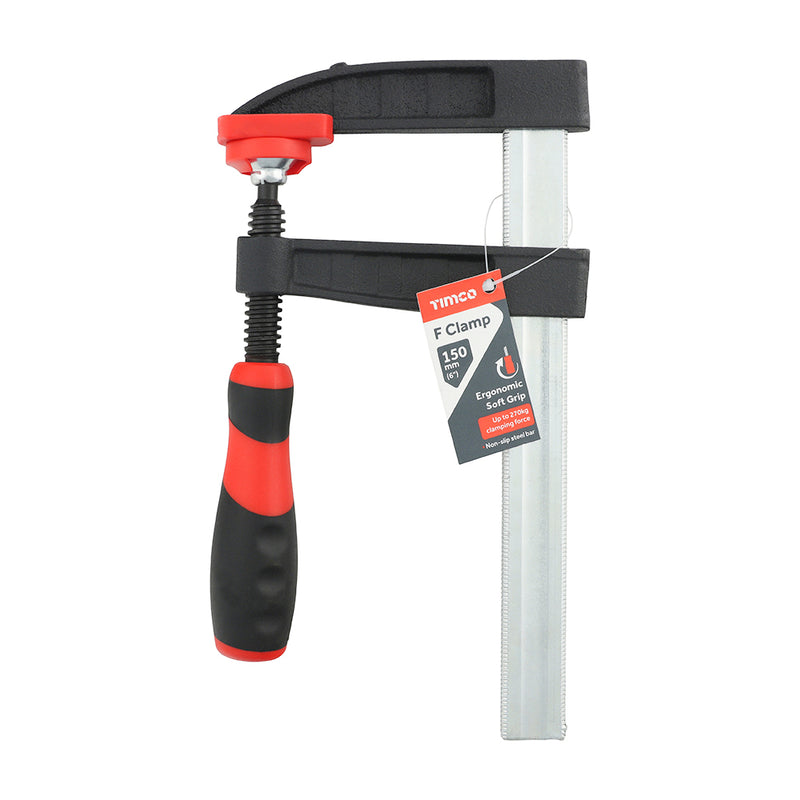 TIMCO F Clamp, Soft Grip Heavy Duty 270kg General Purpose Clamp