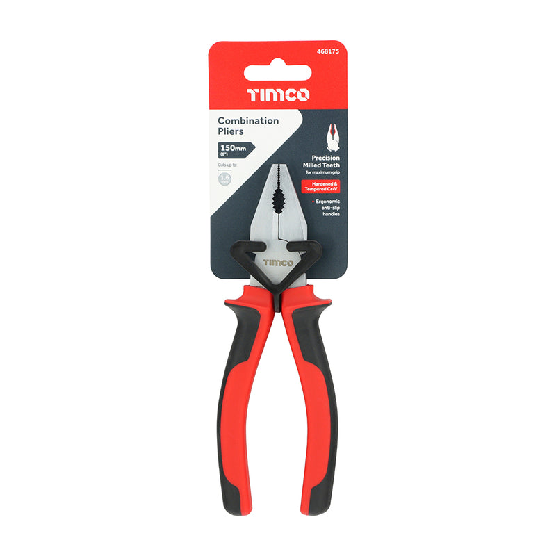 TIMCO Combination Pliers, Multi-purpose Grips & Cutters with Soft Grip Handles - / 150mm