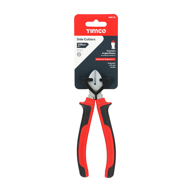 TIMCO Side Cutting Pliers, Diagonal Cutters with Soft Grip Handles - / 150mm