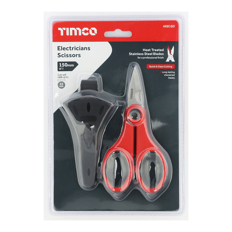 TIMCO Electricians Scissors, Extra Heavy Duty Stainless Steel Blades with Protective Case - / 150mm