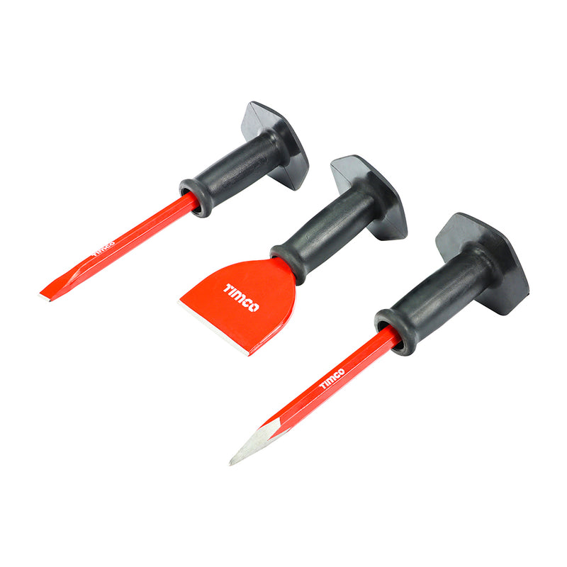 TIMCO Mixed Bolster and Chisel Set, Cold Chisel, Masonry Bolster, Point Chisel