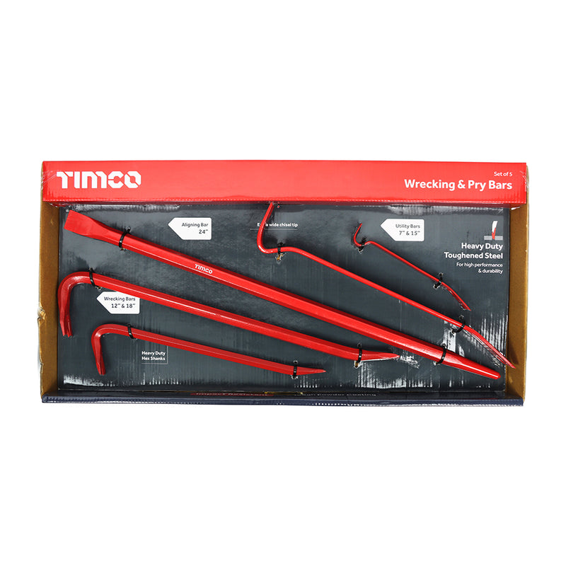 TIMCO Wrecking & Pry Bar Set, Demolition, Moulding Bar, Utility Bar Set