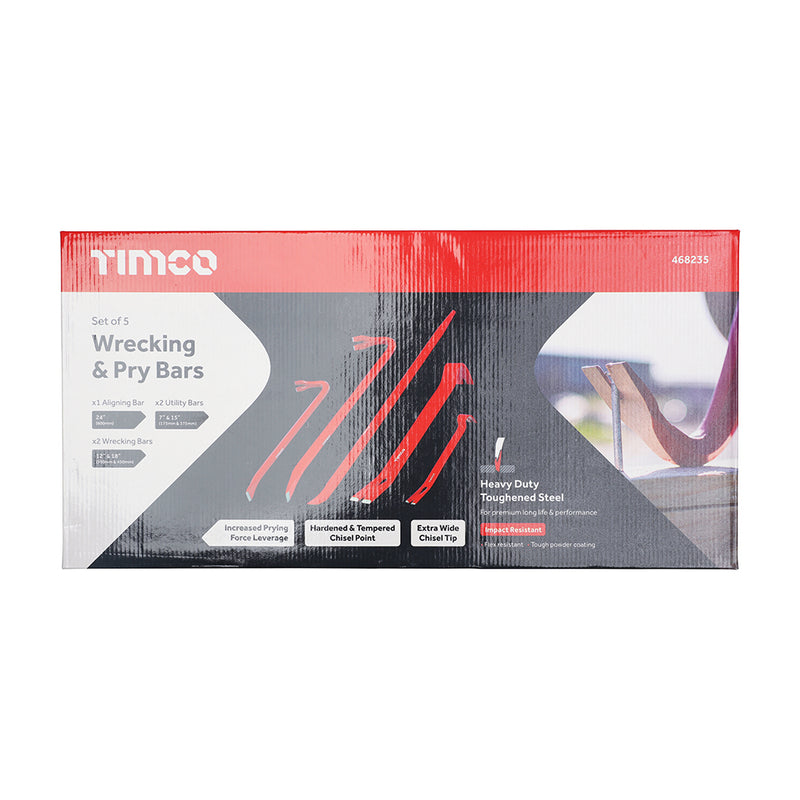 TIMCO Wrecking & Pry Bar Set, Demolition, Moulding Bar, Utility Bar Set