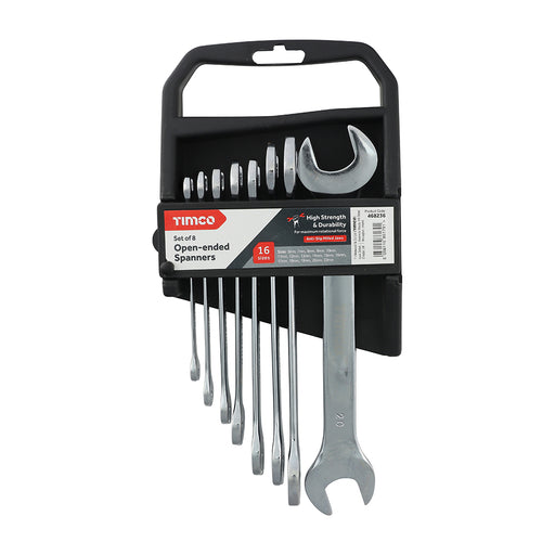 TIMCO Open Ended Spanner Set - Metric Drop Forged Chrome Vanadium, 6mm to 22mm