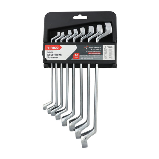 TIMCO Double Ring Spanner Set - Metric Drop Forged Chrome Vanadium, 6mm to 22mm