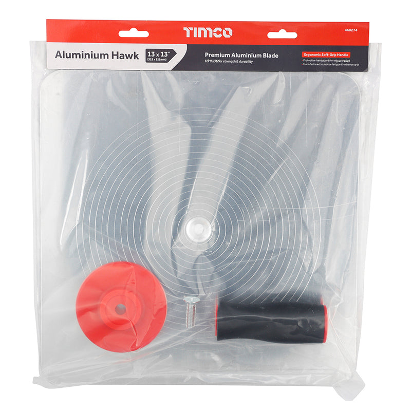 TIMCO Aluminium Hawk, Premium Plasterers Hawk, Heavy Duty but Lightweight Aluminium with Soft-Grip Handle