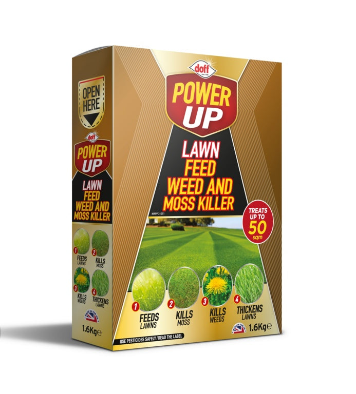 Power Up Lawn Feed, Weed & Mosskiller 1.6kg 50sqm