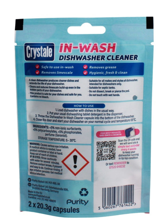 Crystale In Wash Dishwasher Clearner Pack 2