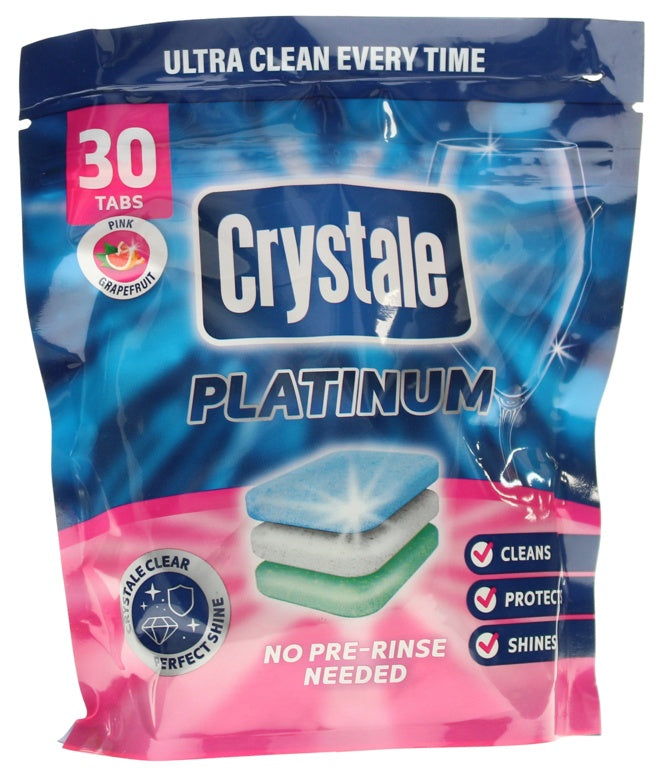 Crystale Platinum Dishwasher Tablets 30 Tabs Pink Grapefruit