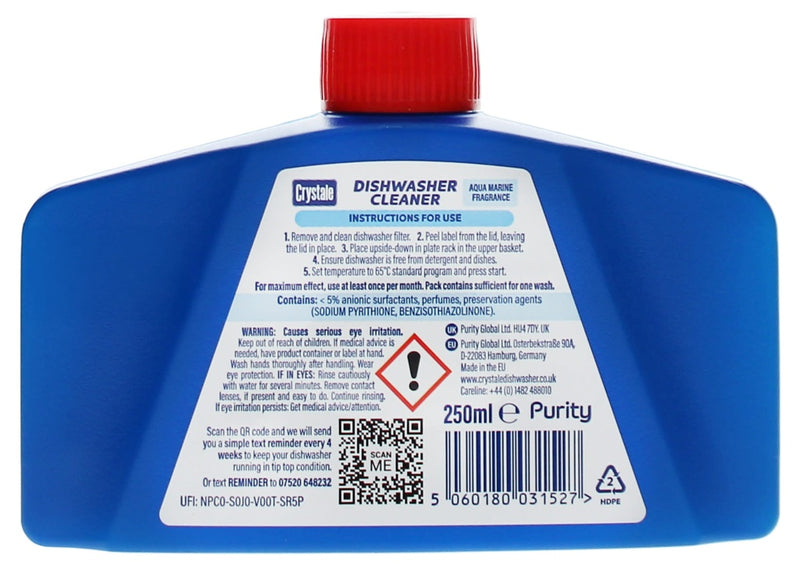Crystale Dishwasher Cleaner 250ml Aqua Marine