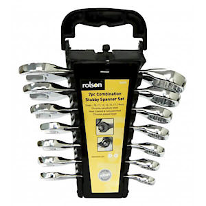 Rolson 7 Piece Stubby Combination Spanner Set 10-19mm