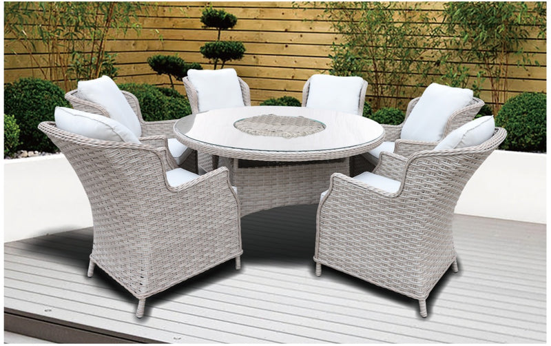 Pagoda Chambery Beige Dining Set With Ice Bowl 6 Seat