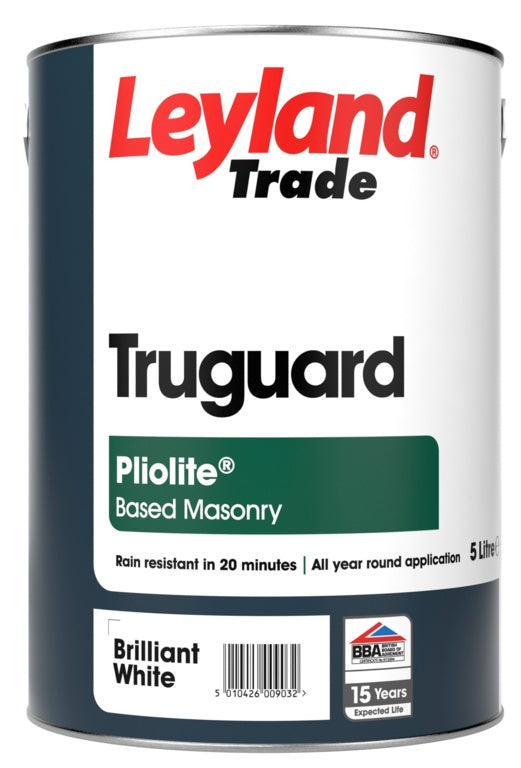 Leyland Trade Truguard Pliolite Masonry Paint 5L Brilliant White