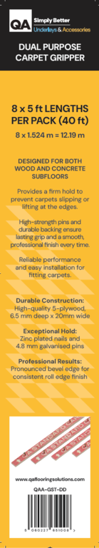 QA Carpet Gripper 5ft Retail Pack 8 x 5ft lengths per pack