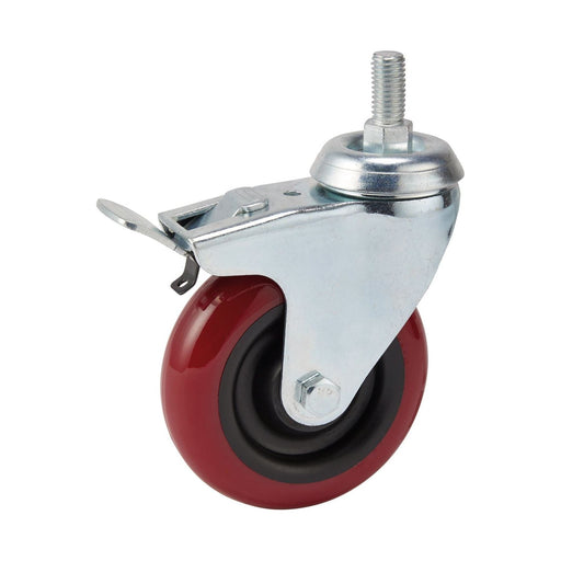 Swivel Bolt Fixing Polyurethane Wheel with Brake, 100mm Diameter, S.W.L. 125kg Draper - Town Tools