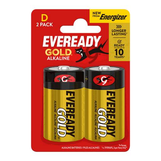Eveready Gold D Batteries Card of 2