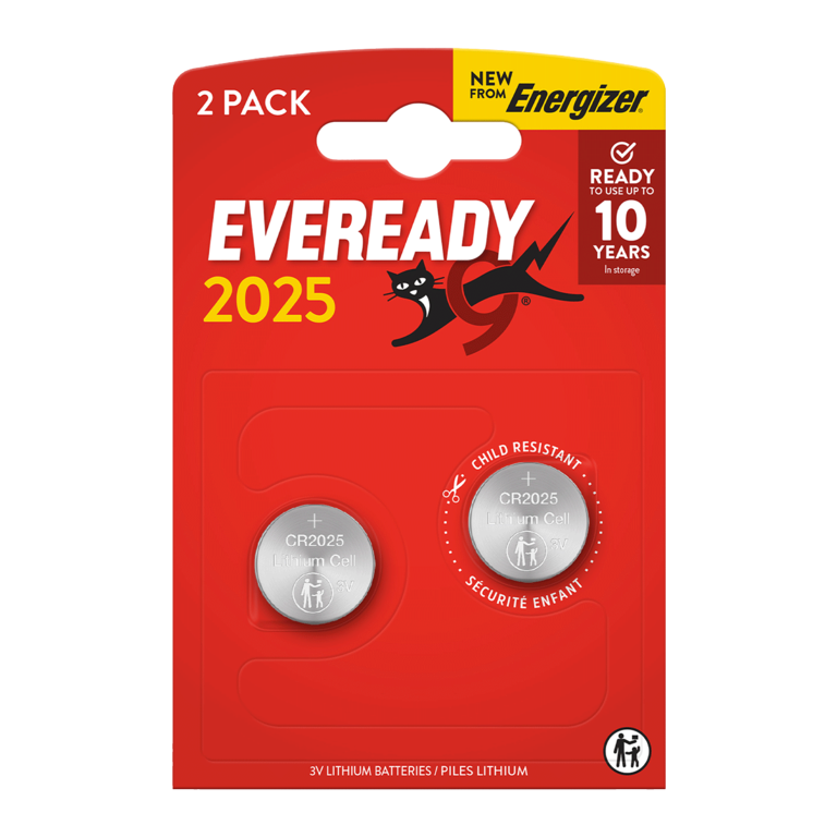 Eveready Lithium CR2025 Batteries Card of 2