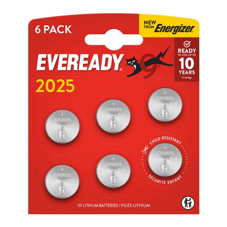 Eveready Lithium CR2025 Batteries Card of 6