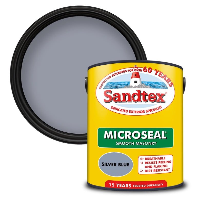 Sandtex Smooth Masonry Paint 5L Silver Blue