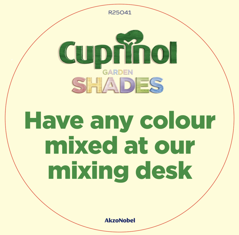 Cuprinol Retail Independent Cuprinol Mixing Round Wobbler 100 x 100mm No Arm