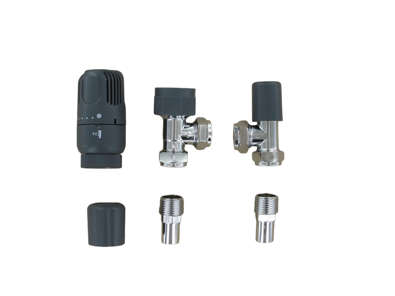 Securplumb Anthracite Angled Radiator Valve Pair 15mm