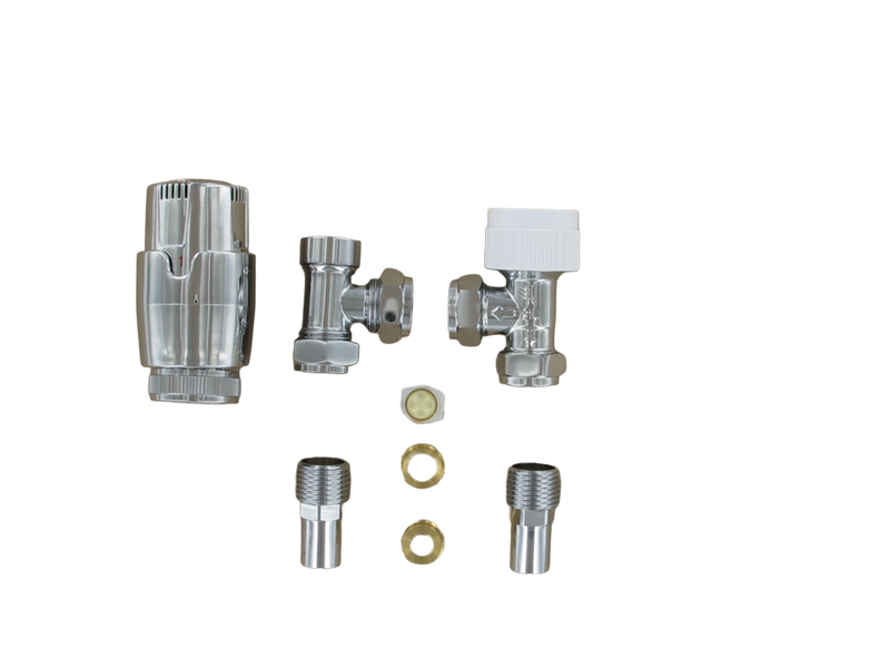Securplumb Chrome Plated Angled Radiator Valve & Reducer 15mm