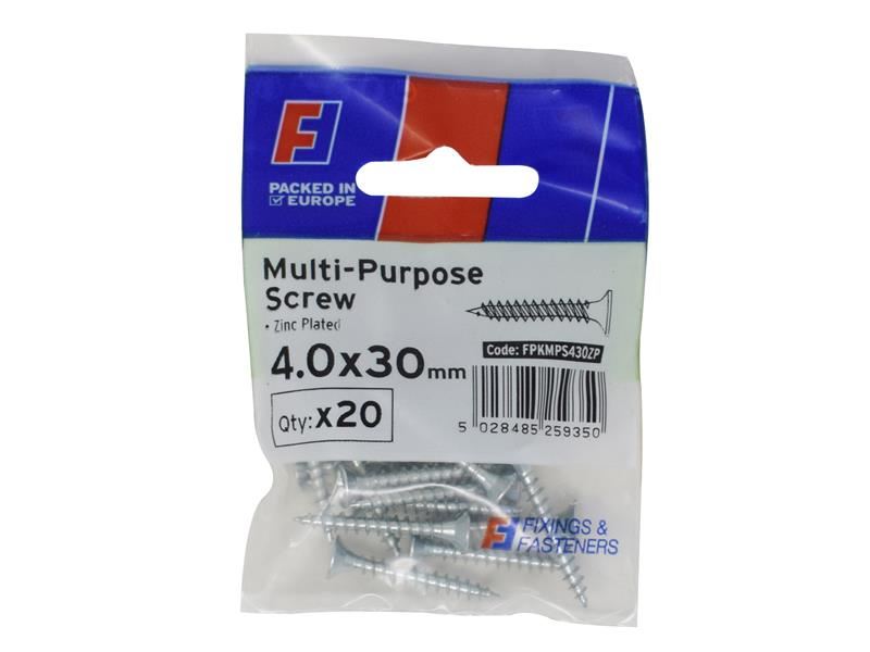 ForgeFix Multi-Purpose Pozi Screw CSK ST ZP 4.0 x 30mm ForgePack 20 ForgeFix - RockBottom Northampton