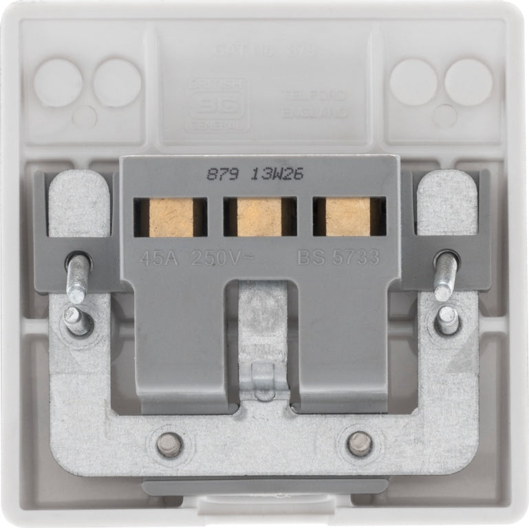 BG White Nexus Cooker Flex Outlet Plate 45amp