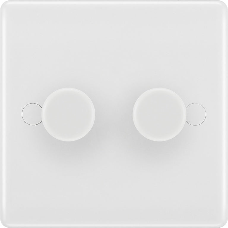 BG White Moulded Double 2 Way Dimmer Switch 200w