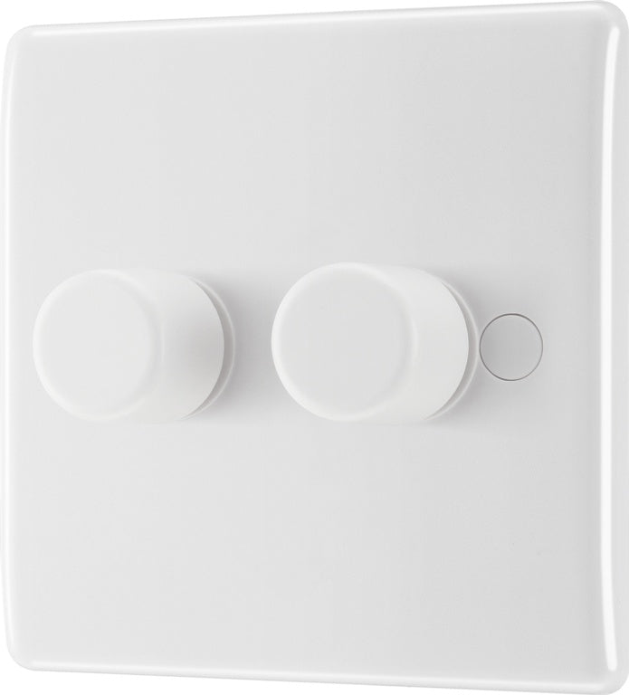 BG White Moulded Double 2 Way Dimmer Switch 200w