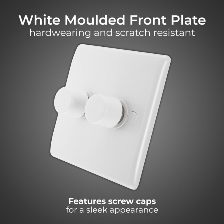 BG White Moulded Double 2 Way Dimmer Switch 200w