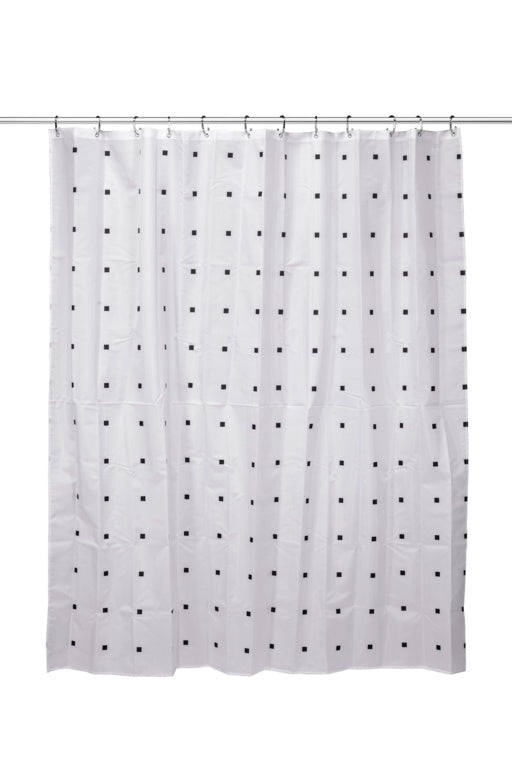 Croydex Shower Curtain 1800mm White, Black Squares & Dots