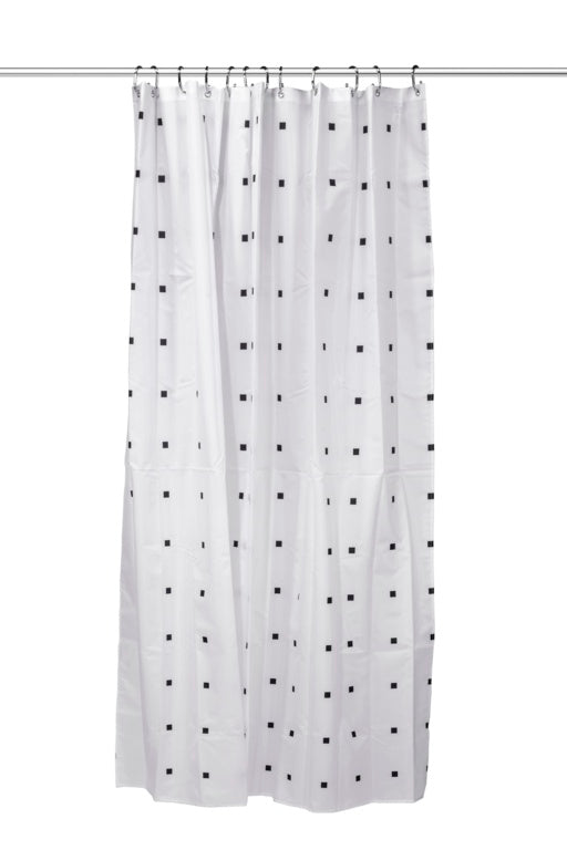Croydex Shower Curtain 1800mm White, Black Squares & Dots