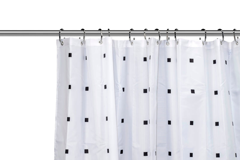 Croydex Shower Curtain 1800mm White, Black Squares & Dots