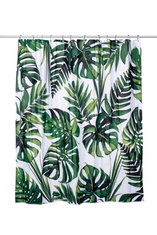 Croydex Shower Curtain 1800mm Green Botanical