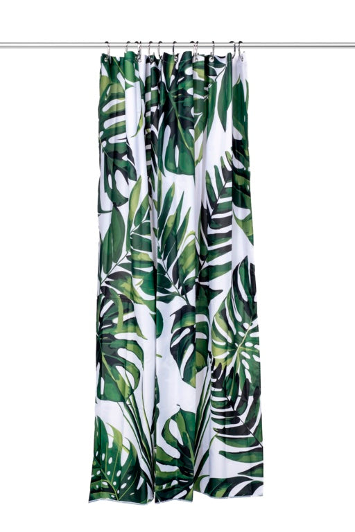 Croydex Shower Curtain 1800mm Green Botanical