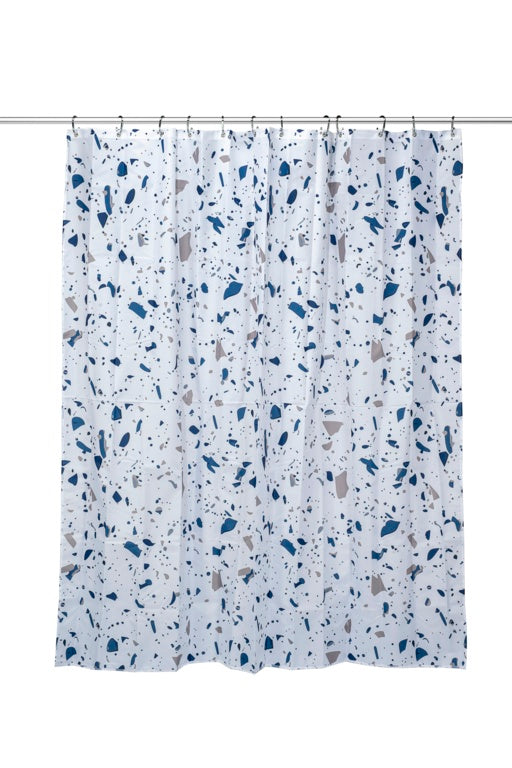 Croydex Shower Curtain 1800mm Blue Terrazzo